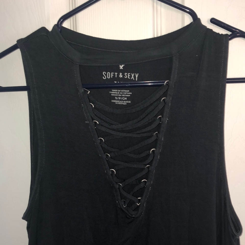 American Eagle Soft & Sexy high neck gray top